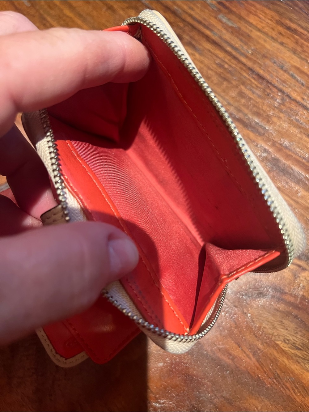 Coach Red Patent Compact Wallet with Beige Trim - Picture 13 of 13